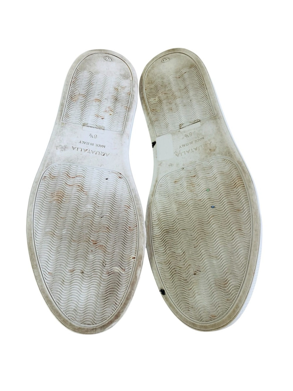 Aquatalia Ashlynn White Woven Leather Slip On Sneakers Size 8.5 - Picture 8 of 9